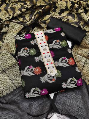 Woven Design Banarasi Jacquard Unstitched Dress Material 1