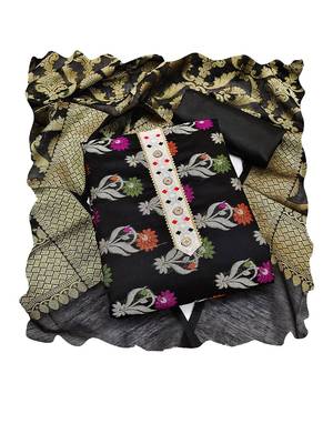 Woven Design Banarasi Jacquard Unstitched Dress Material 2