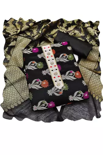 Woven Design Banarasi Jacquard Unstitched Dress Material