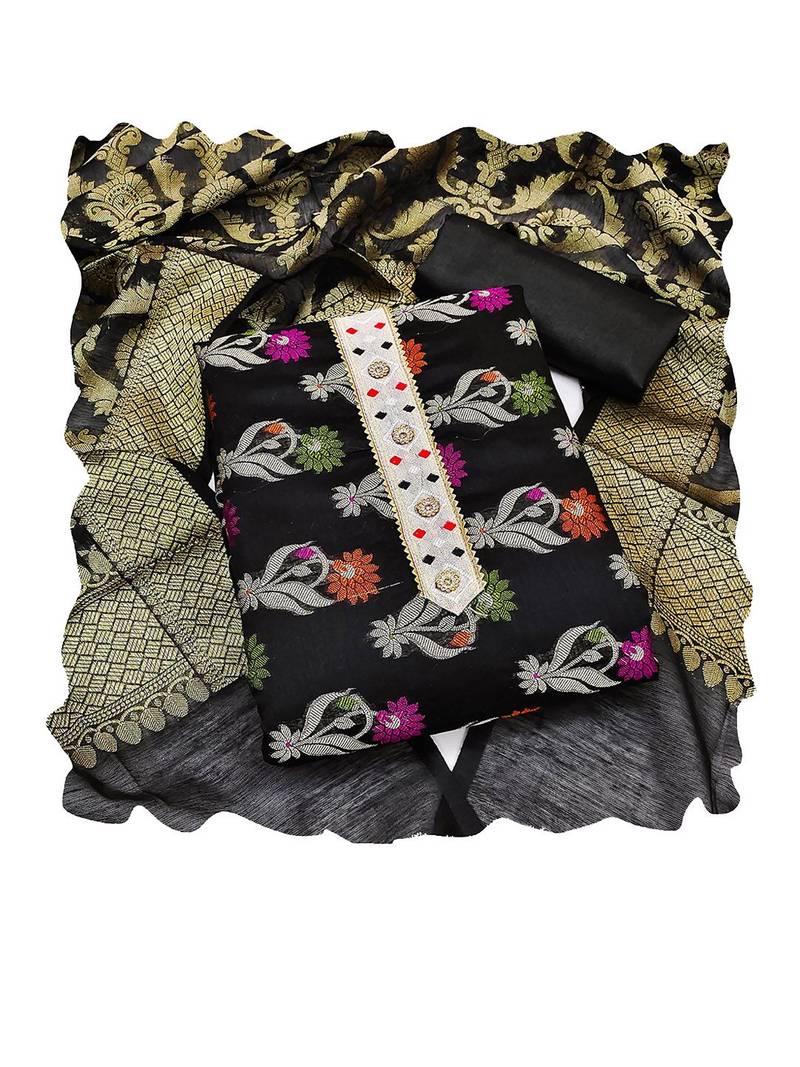 Woven Design Banarasi Jacquard Unstitched Dress Material