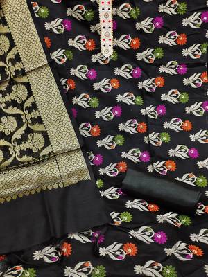 Woven Design Banarasi Jacquard Unstitched Dress Material 3