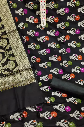 Woven Design Banarasi Jacquard Unstitched Dress Material