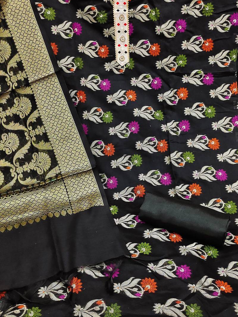 Woven Design Banarasi Jacquard Unstitched Dress Material