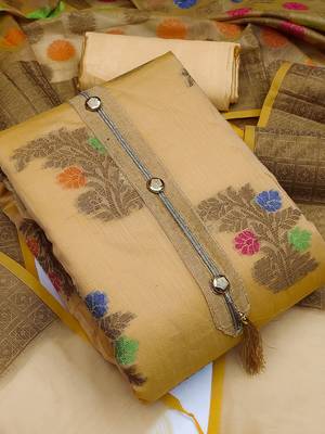 Floral Woven Design Banarasi Unstitched Dress Material 2