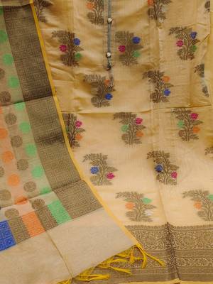 Floral Woven Design Banarasi Unstitched Dress Material 3