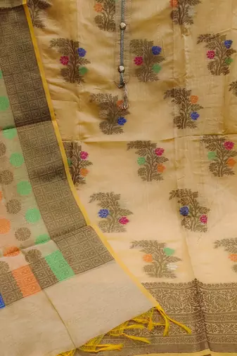 Floral Woven Design Banarasi Unstitched Dress Material