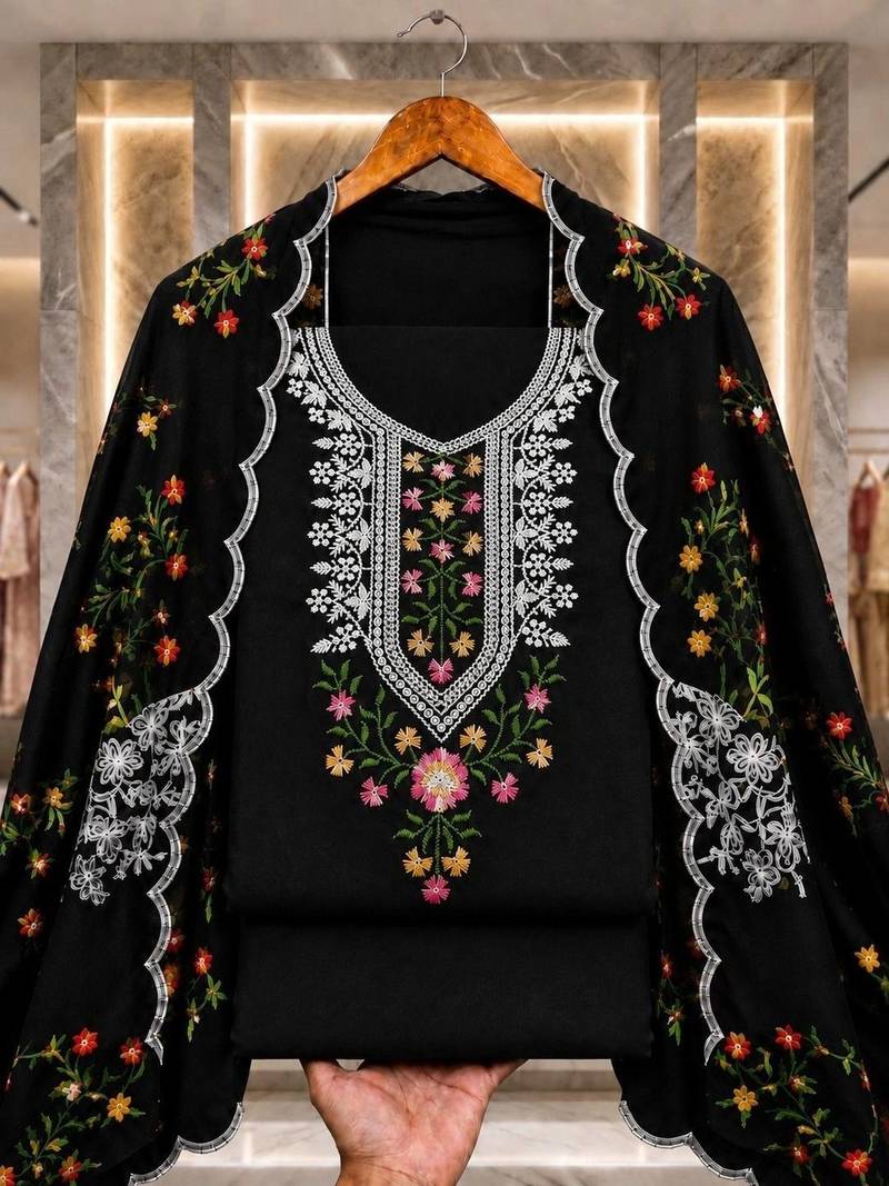 Embellished Unstitched Dress Material
