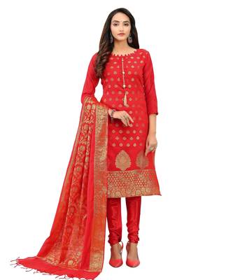 Floral Woven Design Banarasi Jacquard Unstitched Dress Material 1