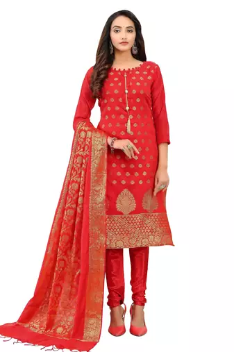 Floral Woven Design Banarasi Jacquard Unstitched Dress Material