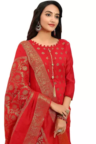 Floral Woven Design Banarasi Jacquard Unstitched Dress Material
