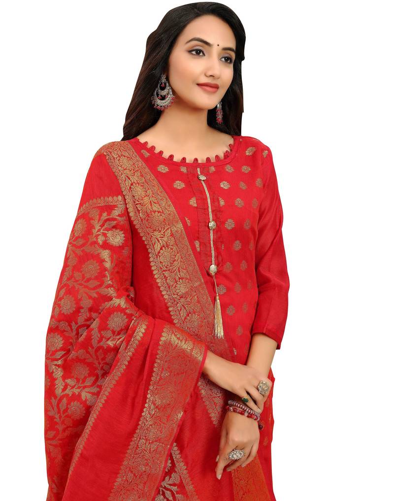 Floral Woven Design Banarasi Jacquard Unstitched Dress Material