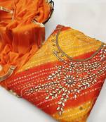 Bandhani Mirror Work Unstitched Dress Material
