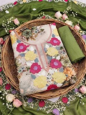 Embellished Unstitched Dress Material 2