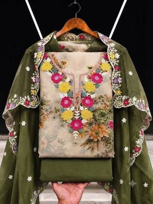 Embellished Unstitched Dress Material 3