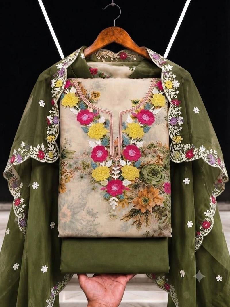 Embellished Unstitched Dress Material