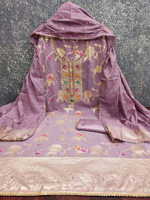 Embroidered Unstitched Kurta Fabric Bottom Fabric and Dupatta 3