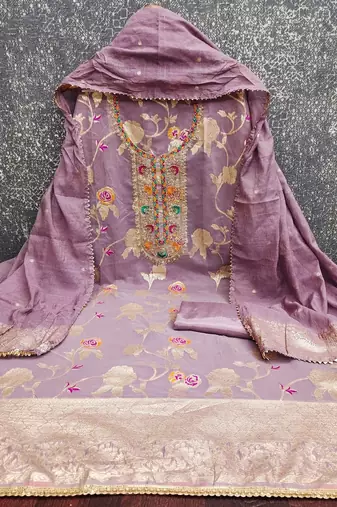 Embroidered Unstitched Kurta Fabric Bottom Fabric and Dupatta