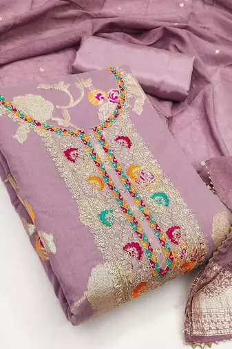 Embroidered Unstitched Kurta Fabric Bottom Fabric and Dupatta