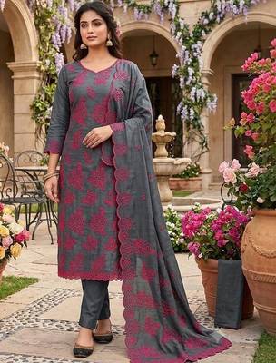 Embroidered Unstitched Dress Material 1