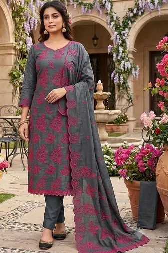 Embroidered Unstitched Dress Material