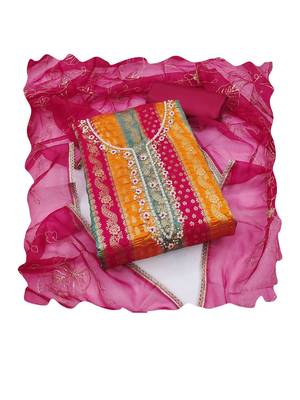 Floral Woven Design Beads Work Banarasi Jacquard Unstitched Dress Material 2