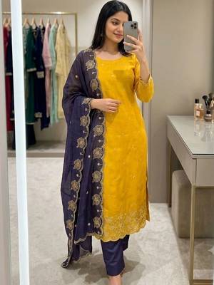 Women Embellished Unstitched pack of 1 Dress Material 4