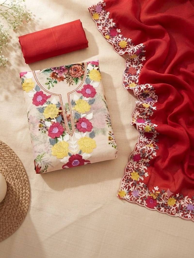 Embellished Unstitched Dress Material