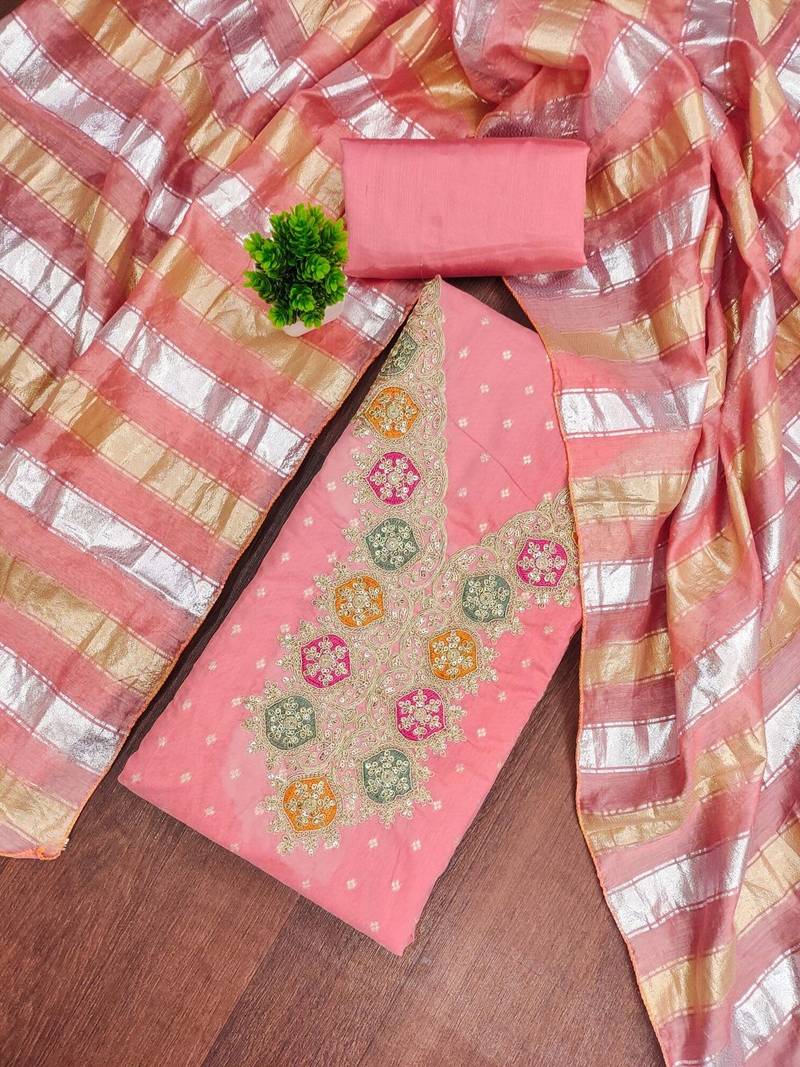 Embroidered Unstitched Dress Material