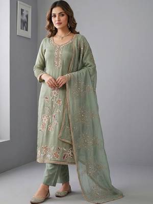 Embellished Unstitched Dress Material 1