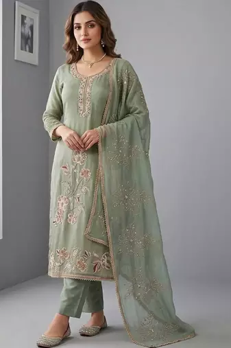 Embellished Unstitched Dress Material
