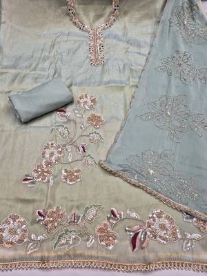 Embellished Unstitched Dress Material 2