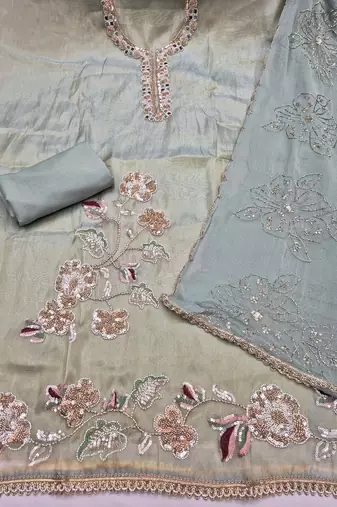 Embellished Unstitched Dress Material