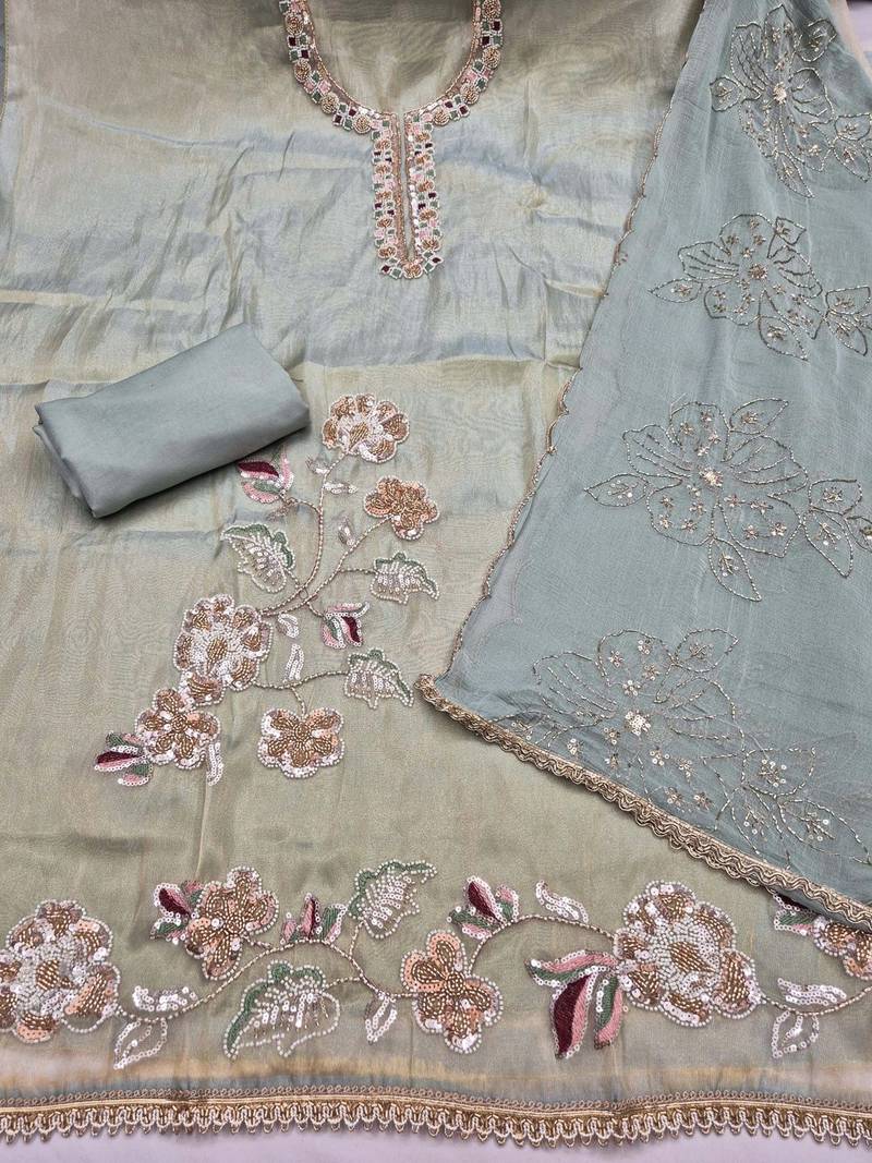 Embellished Unstitched Dress Material