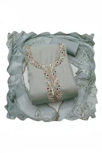 Embellished Unstitched Dress Material