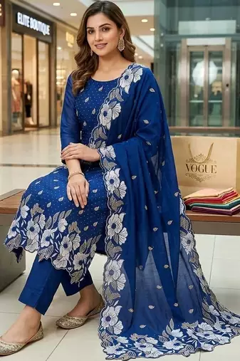 Embroidered Unstitched Dress Material