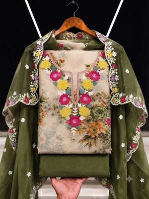 Embellished Unstitched Dress Material 1