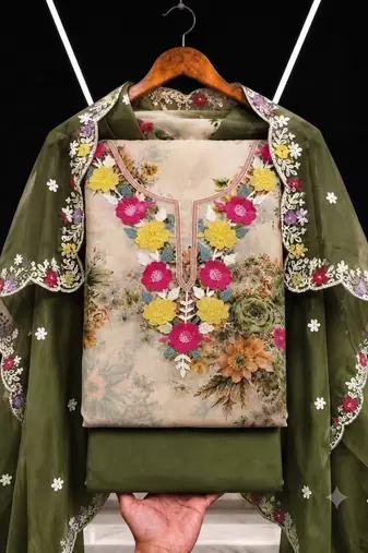 Embellished Unstitched Dress Material
