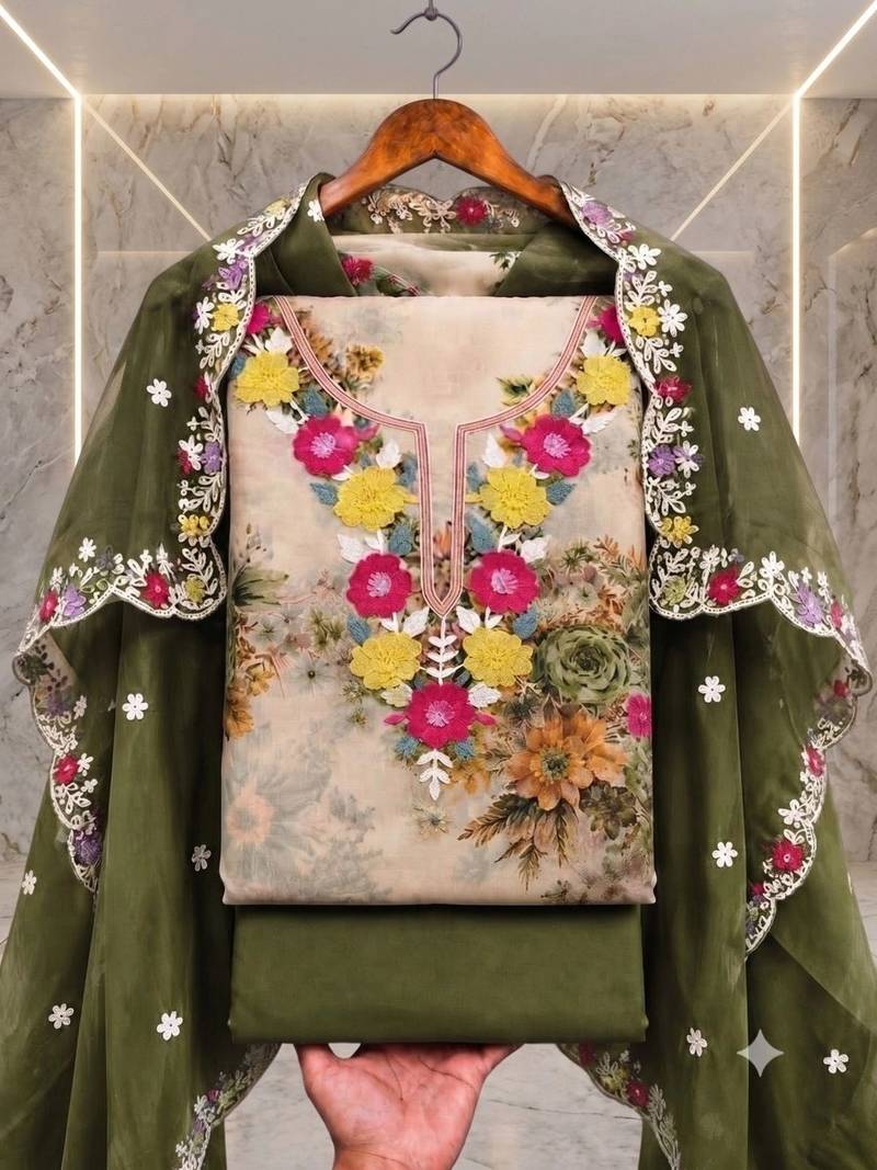 Embellished Unstitched Dress Material