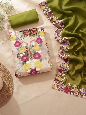 Embellished Unstitched Dress Material 3