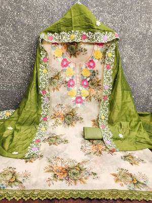 Embellished Unstitched Dress Material 4