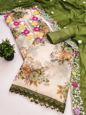 Embellished Unstitched Dress Material 5