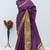 Women's wine & golden zari woven kanjivaram style silk blend saree with blouse piece