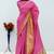 Women's pink & golden zari woven kanjivaram style silk blend saree with blouse piece