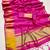 Women's pink & golden zari woven kanjivaram style silk blend saree with blouse piece