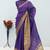 Women's violet & golden zari woven kanjivaram style silk blend saree with blouse piece