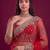 Ruby red designer sequence embroidery work net saree