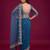 Deep teal blue designer sequence embroidery work net saree