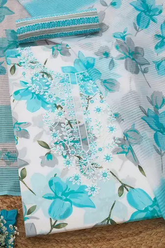 embroidered unstitched dress material