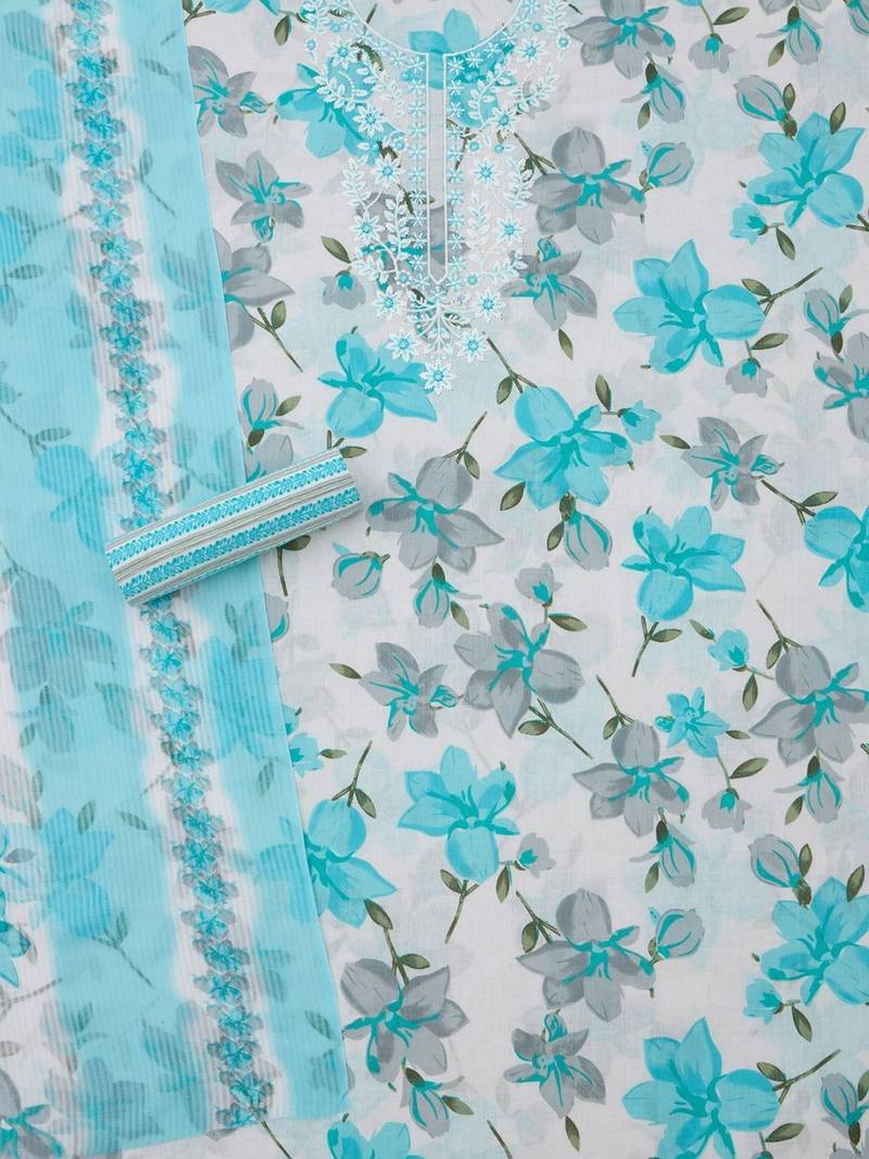 embroidered unstitched dress material