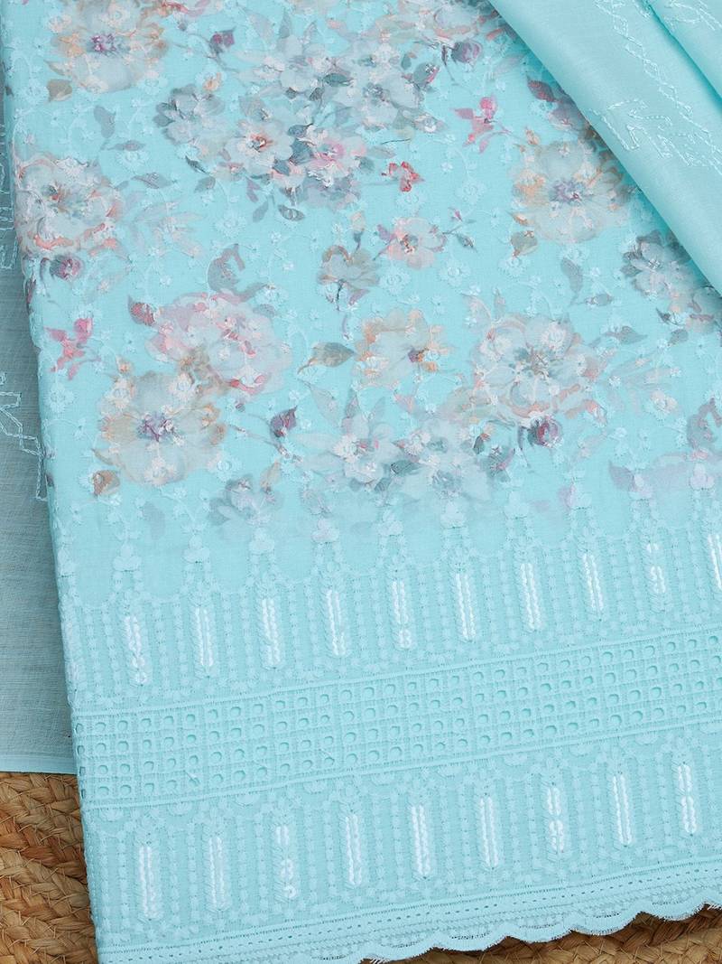 women floral printed unstitched dress material